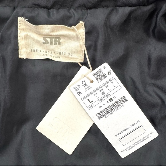 STR Stradivarius Sz L Black Longline Puffer Quilted Jacket Winter Parka Coat NWT - Picture 11 of 16